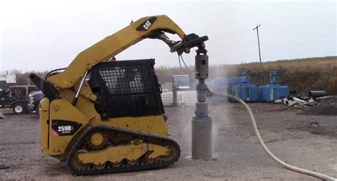 skid steer pneumatic drills|center rock skid steer attachment.